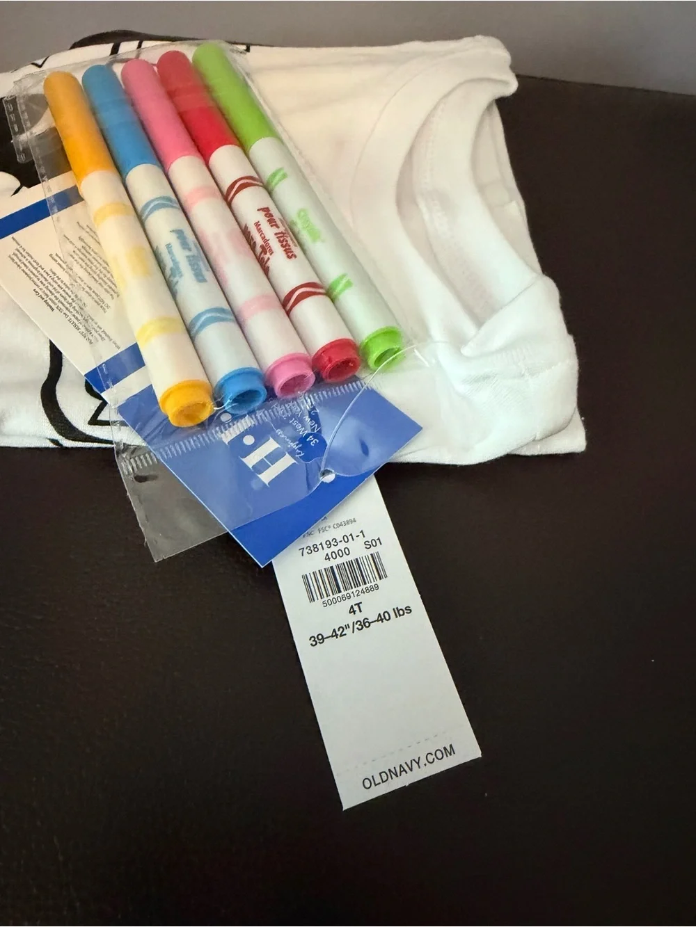 Old Navy Kids Color Me Tee with Mickey Graphic includes Fabric Markers